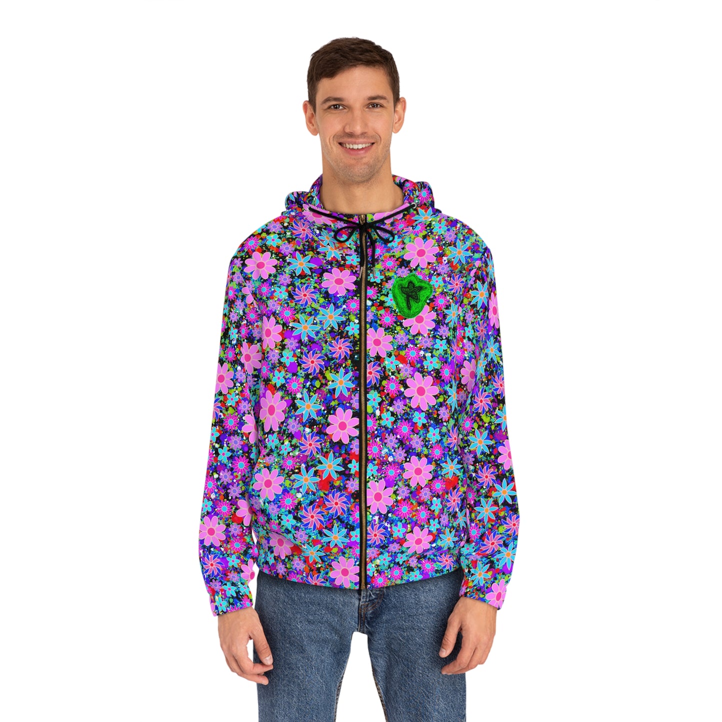 Flowers Full-Zip Hoodie (AOP) Bright Colors Version