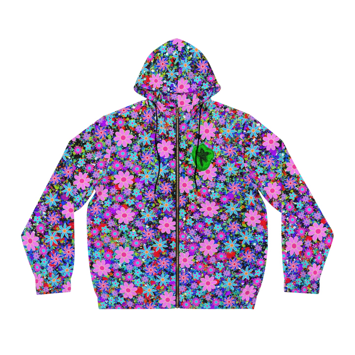 Flowers Full-Zip Hoodie (AOP) Bright Colors Version